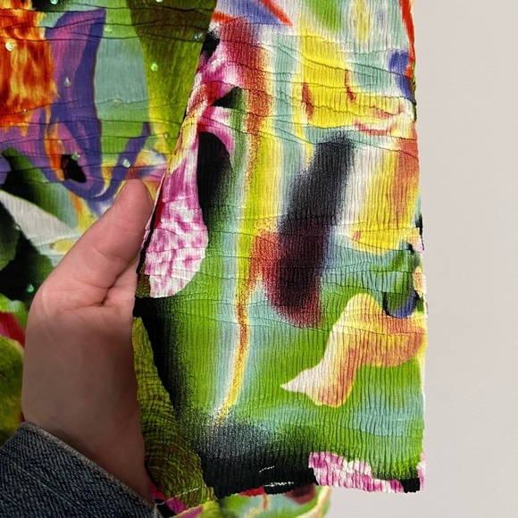 Alberto Makali Vibrant Watercolor Floral Cardigan and Shell Set Size Medium - Picture 6 of 10